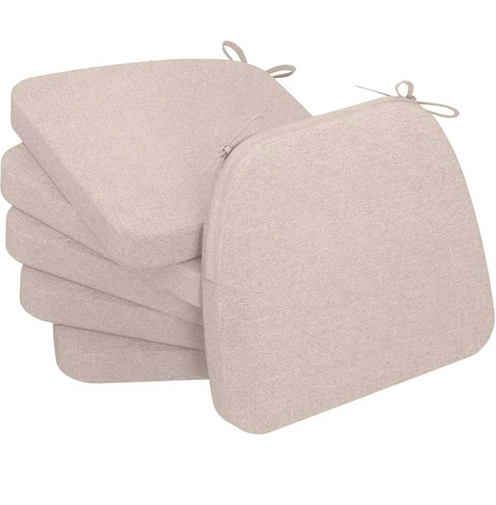 AAAAAcessories D-Shaped Chair Cushions 17" x 16" x 2" Beige 4-Pack